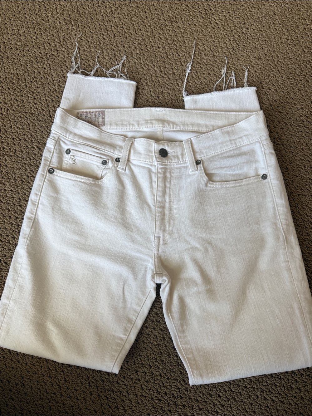 Polo Ralph Lauren Women's White Frayed Hem Jeans